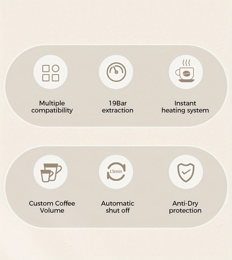 Cafetera de cápsulas 3 en 1 CAFELFFE, control de temperatura (caliente/frío), calentamiento, compatible con Dolce Gusto y café molido, cafetera automática para la cocina del hogar, gran regalo para Halloween, Navidad o Año Nuevo
