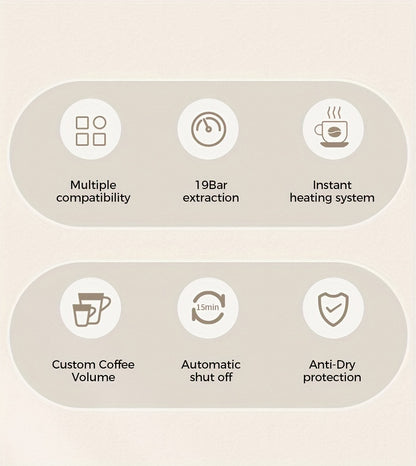 Cafetera de cápsulas 3 en 1 CAFELFFE, control de temperatura (caliente/frío), calentamiento, compatible con Dolce Gusto y café molido, cafetera automática para la cocina del hogar, gran regalo para Halloween, Navidad o Año Nuevo