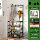 Multifunctional Metal Entrance Hall Organizer - 4-layer Black Clothes and Hat Rack with Shoe Cabinet, Perfect Choice for Home Storage, Independent Clothes and Shoe Rack, Suitable for Front Door Entrance, Used to Store Clothes