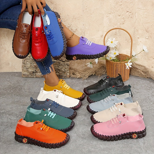 Zapatillas deportivas informales de color liso para mujer, ligeras, sin cordones, con suela suave, cómodas y de caña baja para uso diario (tallas grandes)