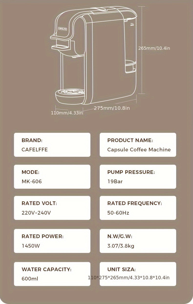 Cafetera de cápsulas 5 en 1 CAFELFFE, control de temperatura (frío/caliente), calefacción, compatible con Dolce Gusto, K-CUP, cápsulas de café y café molido, cafetera automática para la cocina del hogar, gran regalo para Halloween y Navidad.