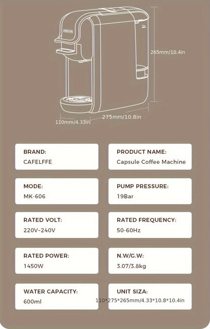 Cafetera de cápsulas 5 en 1 CAFELFFE, control de temperatura (frío/caliente), calefacción, compatible con Dolce Gusto, K-CUP, cápsulas de café y café molido, cafetera automática para la cocina del hogar, gran regalo para Halloween y Navidad.