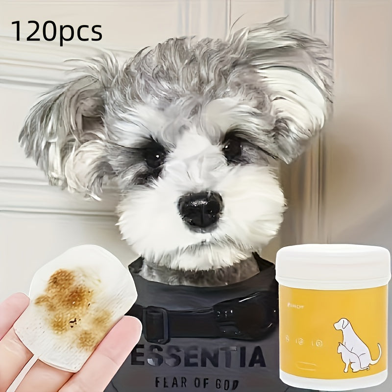 120pcs Dog Eye Wipes - Gentle Tear Stain Remover & Eye Cleaning Pads for Pets