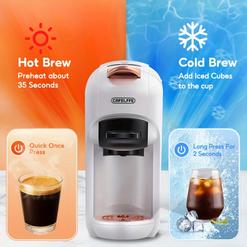 Cafetera de cápsulas 5 en 1 CAFELFFE, control de temperatura (frío/caliente), calefacción, compatible con Dolce Gusto, K-CUP, cápsulas de café y café molido, cafetera automática para la cocina del hogar, gran regalo para Halloween y Navidad.