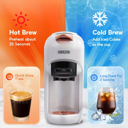 Cafetera de cápsulas 5 en 1 CAFELFFE, control de temperatura (frío/caliente), calefacción, compatible con Dolce Gusto, K-CUP, cápsulas de café y café molido, cafetera automática para la cocina del hogar, gran regalo para Halloween y Navidad.