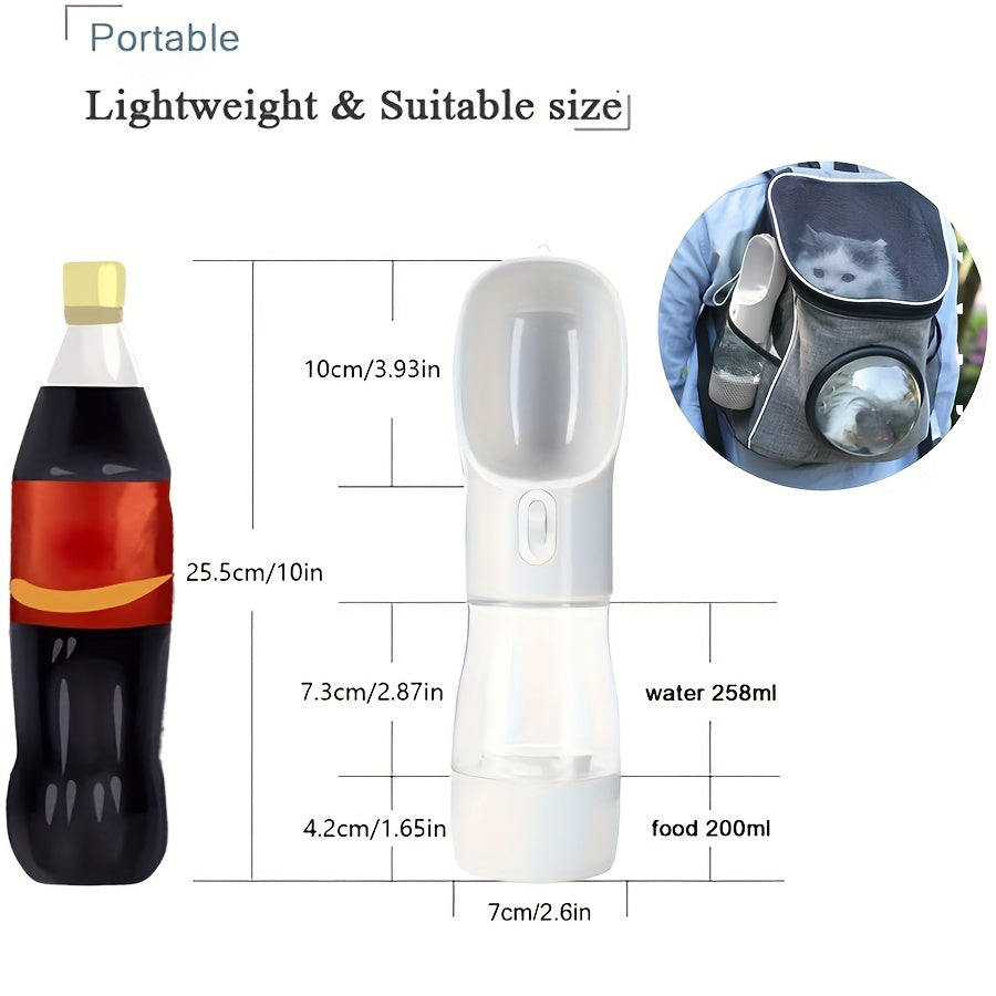 2-in-1 Portable Pet Water Bottle with Food Storage - Leakproof, Collapsible Dog &amp; Cat Hydration Dispenser for Outdoor Adventures