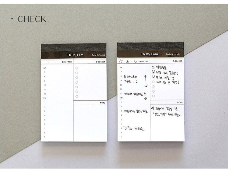 Mini daily checklist planner. Desk time schedule. Office/school notebook/planner. Stationery weekly planner.