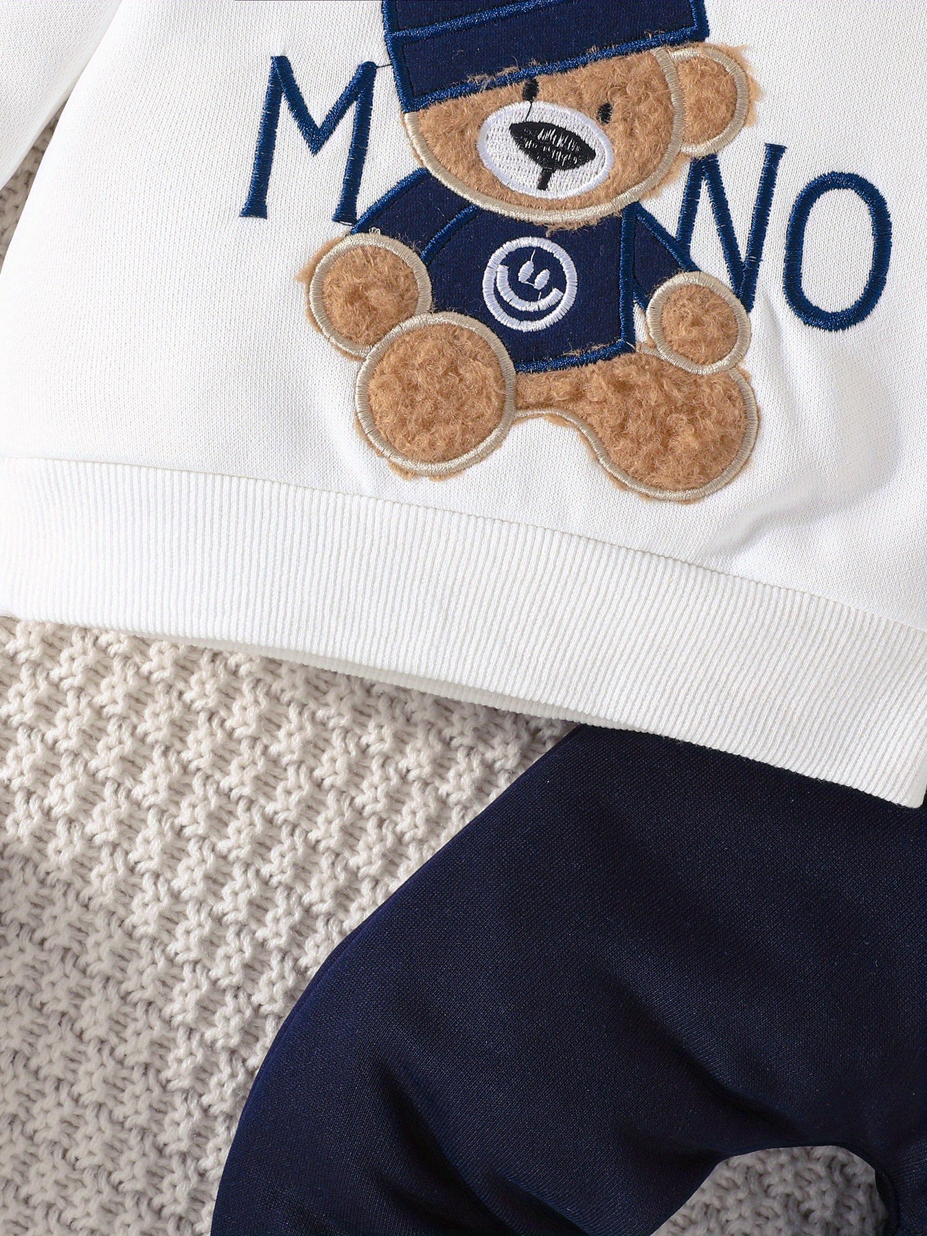Conjunto de sudadera con estampado de osito para bebé, primavera y otoño, top de manga larga con cuello redondo y pantalón, ropa de exterior