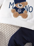 Conjunto de sudadera con estampado de osito para bebé, primavera y otoño, top de manga larga con cuello redondo y pantalón, ropa de exterior