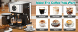 Espresso Machine, 20 Bar Expresso Coffee Machine, 1.5L Removable Water TankSemi-Automatic Coffee Machine With Steam Wand For Espresso, Latte, And Cappuccino, 1050W(FREE Add Plug Adapter)