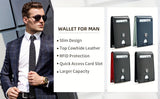 1pc Men's Ultra-thin Wallet, Simple Microfiber Rfid Blocking Double Folding Credit Card Holder