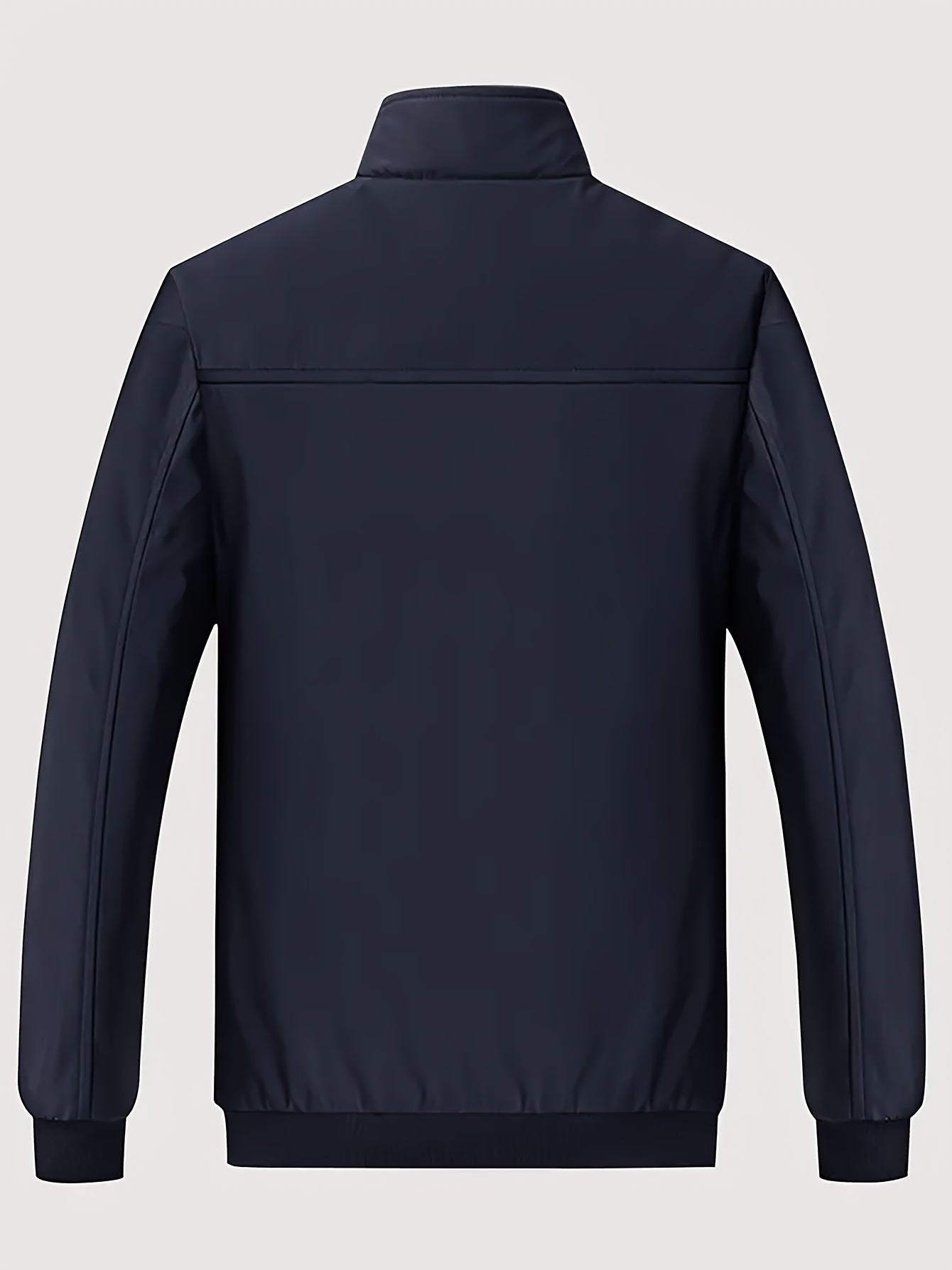 Chaqueta de color liso con cuello alto y forro polar para hombre, abrigo cálido de manga larga con cremallera, cárdigan cómodo y moderno a prueba de frío para otoño e invierno, ideal como regalo.