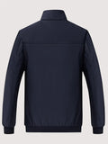 Chaqueta de color liso con cuello alto y forro polar para hombre, abrigo cálido de manga larga con cremallera, cárdigan cómodo y moderno a prueba de frío para otoño e invierno, ideal como regalo.