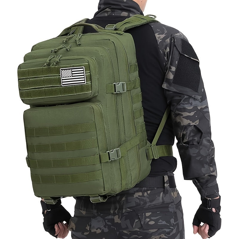 45L Tactical Backpack - Water-Resistant Oxford Fabric, Zip Closure, Ideal For Hiking, Trekking & Fishing