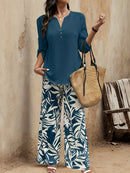 Spring-Summer Fashion Design Elegant Pullover Long Sleeve Top + Pants Set
