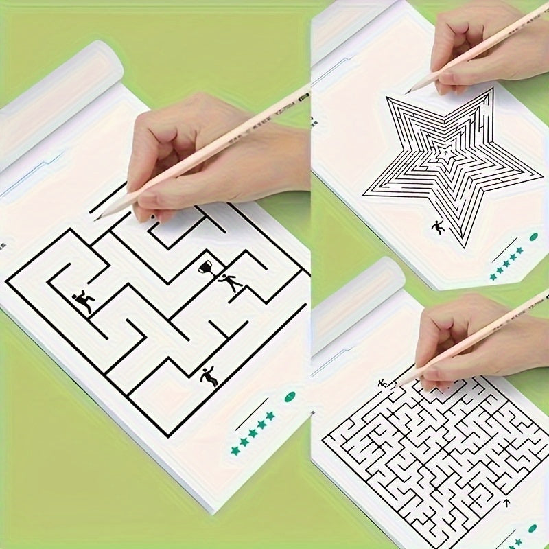 192-Pattern Focus Maze Activity Workbook, Educational Puzzle for Cognitive Development &amp; Concentration, Student Brain Training Game Book, Ideal for Holiday, Halloween, Christmas Gifts - Paper Material