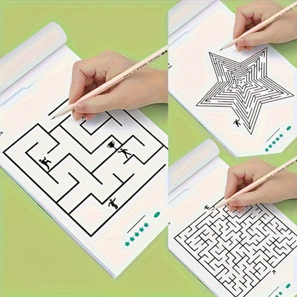192-Pattern Focus Maze Activity Workbook, Educational Puzzle for Cognitive Development & Concentration, Student Brain Training Game Book, Ideal for Holiday, Halloween, Christmas Gifts - Paper Material