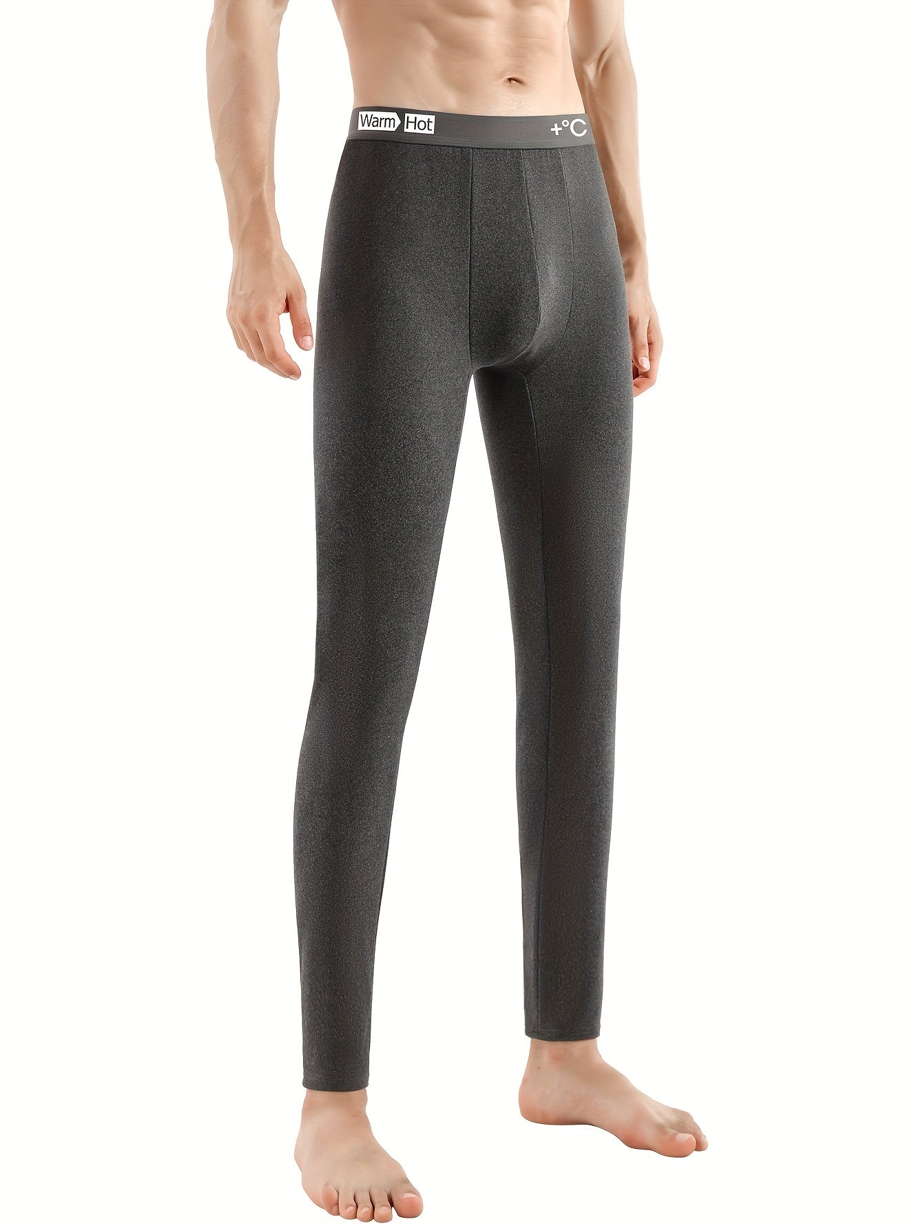 Men's Winter Fleece-Lined Thermal Pants - Slim Fit, Stretchy & Warm Base Layer for Autumn/Winter