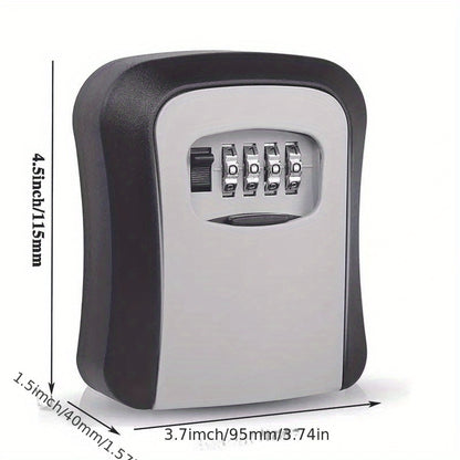 1pc Combination Padlock Box, Resettable 4-Digit Code Lockbox, Hammer-Proof, Waterproof Key Safe with Protective Shield, Durable PVC Security Key Box with Stainless Steel Lock Cylinder, No Electricity or Battery Required