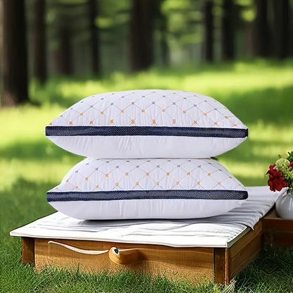 2pcs Luxury 3D Pillows, Thickened High-Rebound Soft Polyester Bedding, Breathable Neck Support for Relaxing Sleep, Ideal Gift for Family and Friends on Mother's Day, Father's Day, Halloween, Thanksgiving, Christmas, Valentine