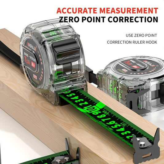 High-Precision Self-Locking Fluorescent Steel Tape Measure Set - 5.0-meter & 7.0-meter, Durable, Anti-Drop Design with Protective Case, Ideal for Home Use