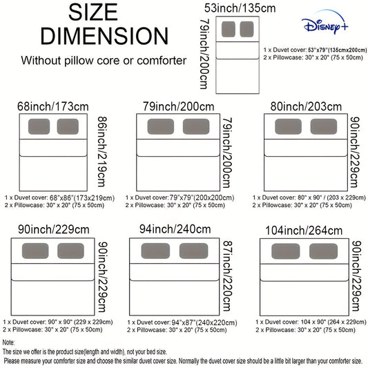 Valentine'S Day Disney 3pcs Bedding Set Featuring Stitch And Angel Cartoons, Which Includes 1 Duvet Cover And 2 Pillowcases. This Super Soft Bedding Is Perfect for Bedrooms And Guest Rooms, Making It an Ideal Gift for Family.