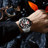 CURREN Reloj con Correa de Acero para Hombre Reloj de Pulsera Impermeable con sincronización Multifuncional Accesorios para Hombre