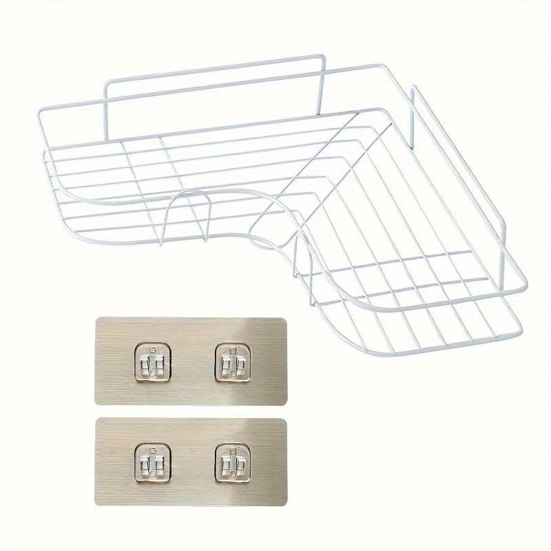 1pc Triangle Wall Mounted Shower Caddy Rack for Bathroom and Kitchen - Easy Installation, Convenient Storage, and Organization of Bathroom Accessories bathroom accessories Bath/Bathroom Accessories