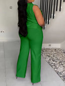 QF2364 Solid Color Summer Sleeveless Casual Suit