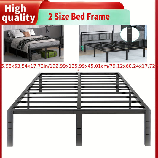 18-inch Metal Bed Frame - Simple and Stylish Metal Platform Bed Frame, Under-Bed Storage Space, Heavy Duty Frame Bed, Sturdy Queen Size Bed Frame, Suitable for Bedroom, Easy Assembly Queen Size Bed Frame, Strong Bearing C