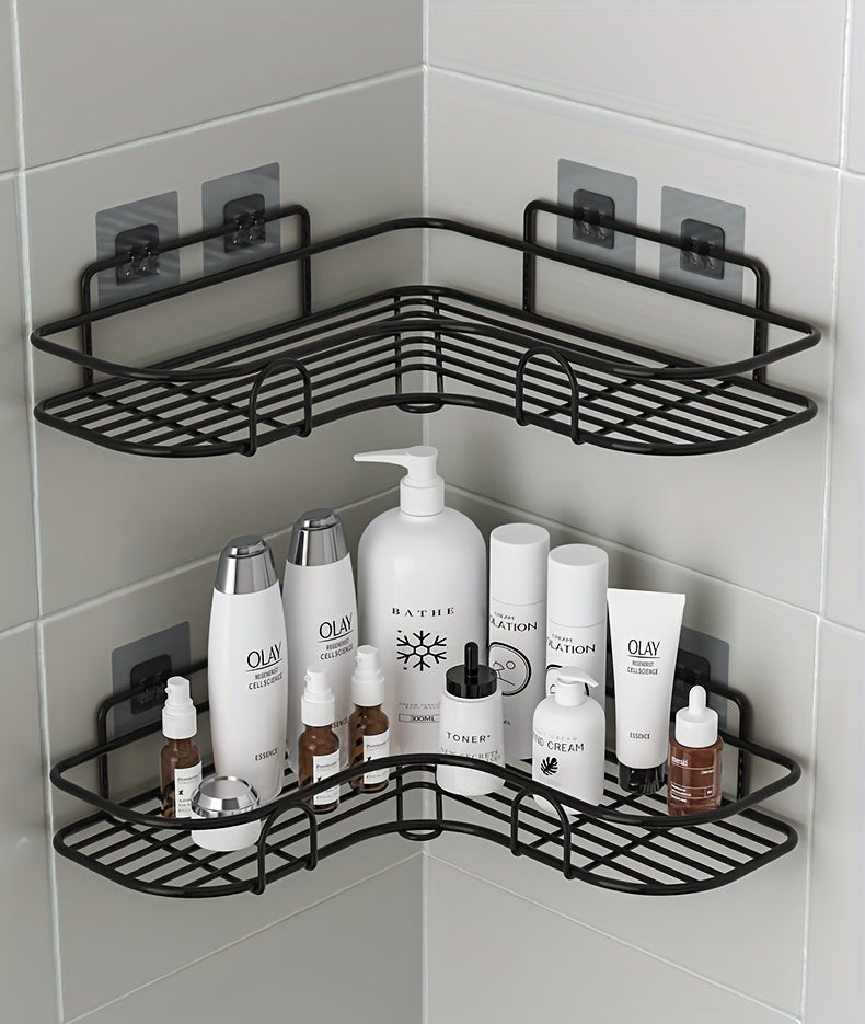 Estante de esquina sin perforaciones para baño, organizador de pared para inodoro, champú, loción y cosméticos, accesorios de baño