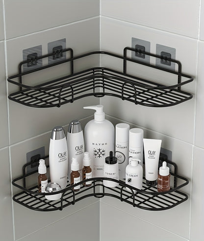 Estante de esquina sin perforaciones para baño, organizador de pared para inodoro, champú, loción y cosméticos, accesorios de baño