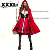 Plus Size 3pcs Little Red Riding Hood Costume Set for Adults - Cute Polyester Cosplay Outfit with Accessories, Perfect for Halloween &amp; Christmas Parties