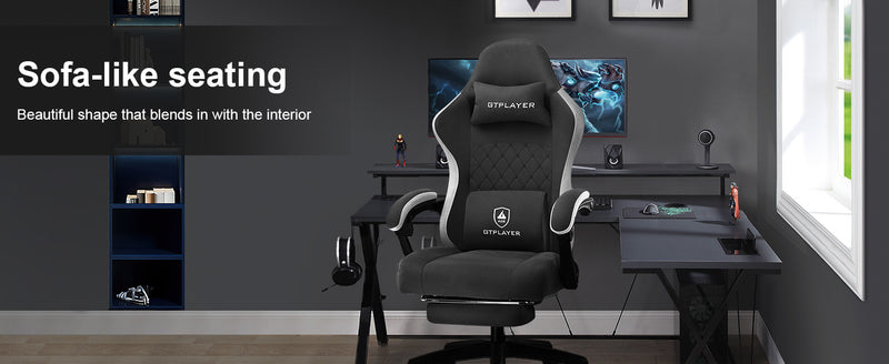 GTPLAYER Gaming Chair, Computer Office Chair with Pocket Spring Cushion, Linkage Armrests and Footrest, High Back Ergonomic Comp