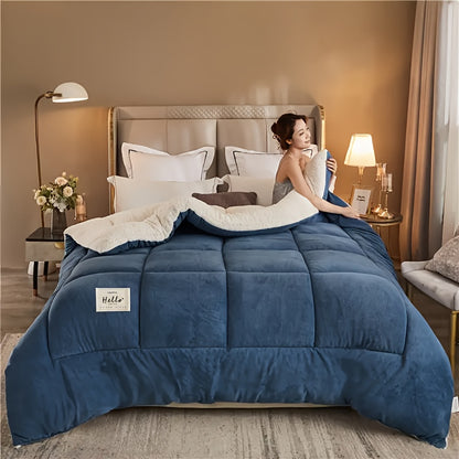 Reversible Plaid Comforter - Contemporary All-Season Quilted Duvet Insert with Box Stitch, Ultra Soft Milk Velvet Fabric, Medium Weight Polyester Fill, Machine Washable, Multipurpose - Available in 9 Sizes, Christmas Present