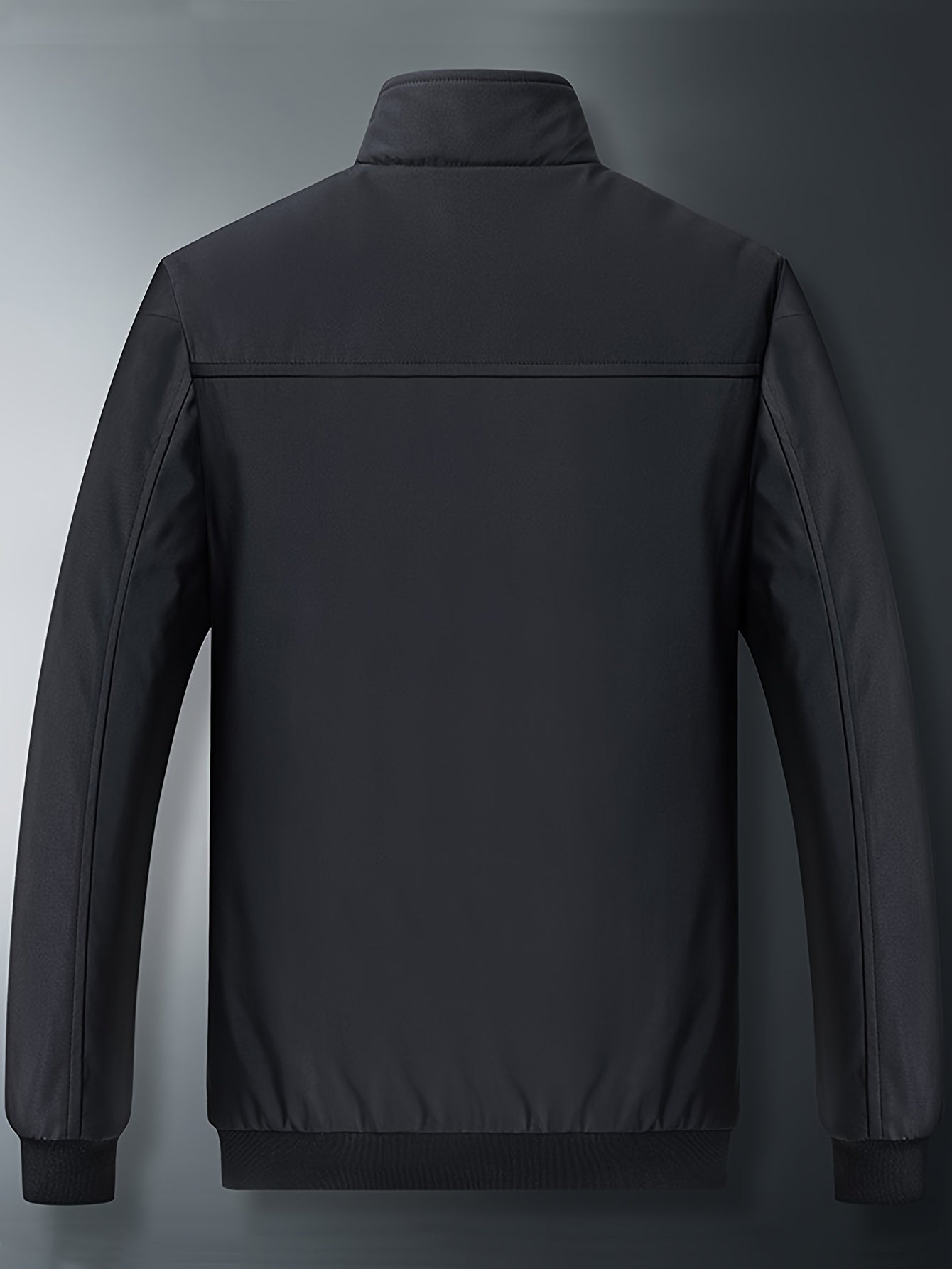 Chaqueta de color liso con cuello alto y forro polar para hombre, abrigo cálido de manga larga con cremallera, cárdigan cómodo y moderno a prueba de frío para otoño e invierno, ideal como regalo.
