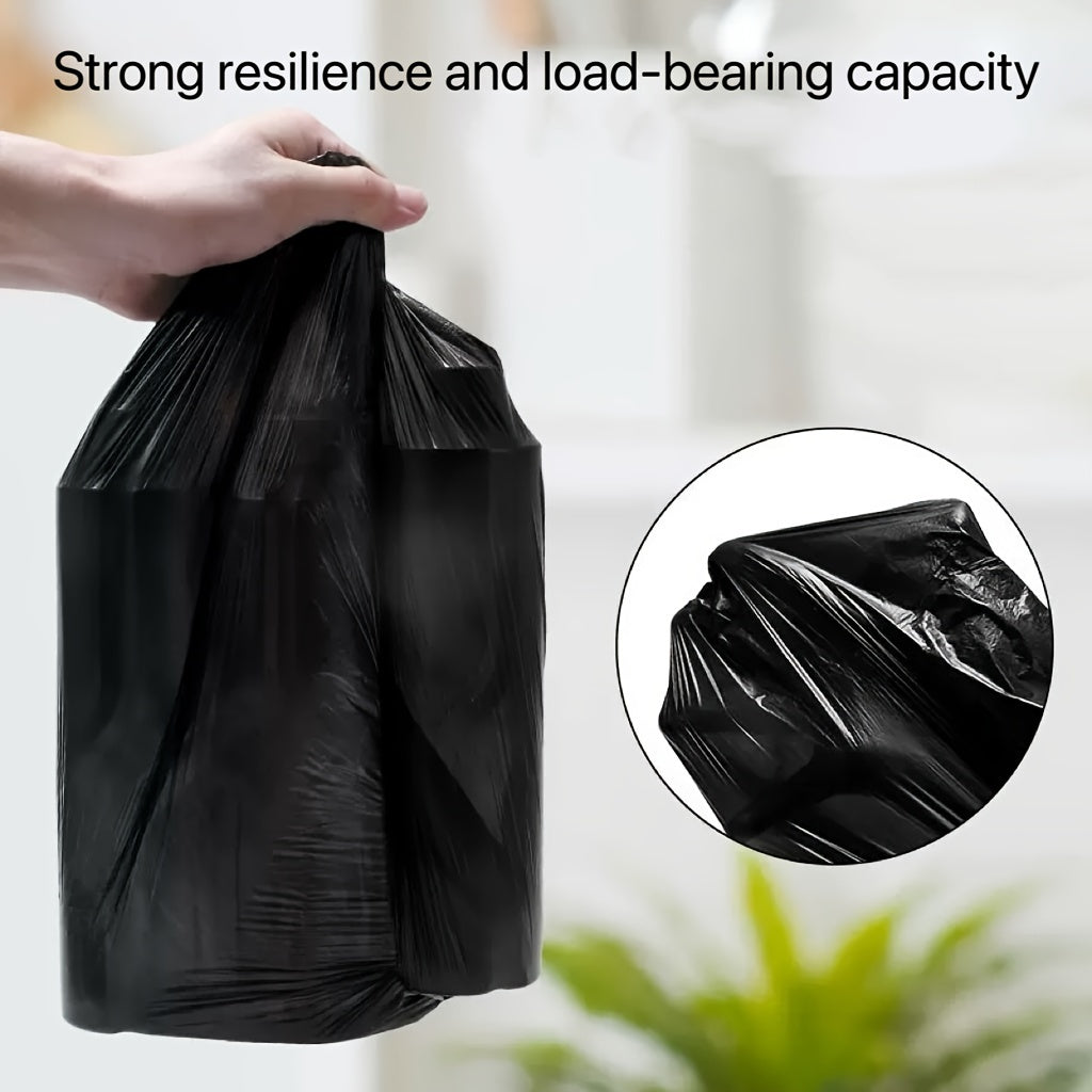 100-Pack Premium Thickened Polyethylene Trash Bags, Disposable Multipurpose Garbage Bags for Living Room, Bedroom, Bathroom, Toilet, Kitchen - Black, Large Size, Durable Handheld Trash Can Bags