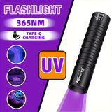 Mini linterna LED UV AloneFire: luz negra dual de 365 nm/395 nm, recargable por USB, linterna de bolsillo de alto brillo para tinta invisible, esmalte de uñas, manchas de mascotas y más.