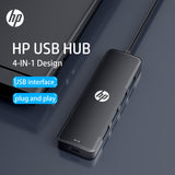 Concentrador USB HP 4 en 1, base de expansión portátil, compatible con portátiles, interfaz USB-A 2.0, Plug and Play, alimentación por USB, voltaje de funcionamiento de hasta 36 V - Modelo DHC-CT100D (194U2AA)