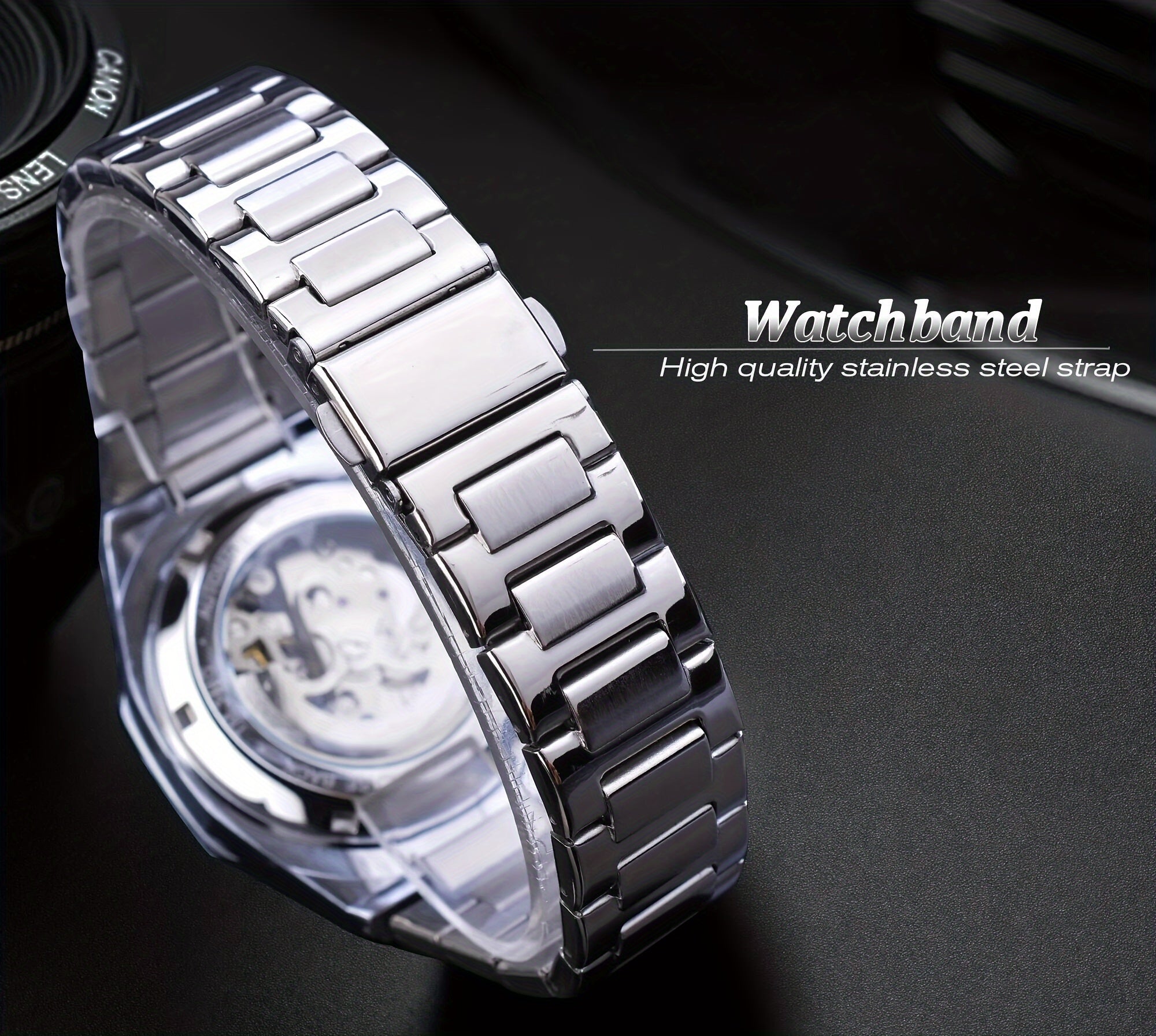 Reloj mecánico automático para hombre: esqueleto de diamantes de imitación 3D, acero inoxidable, estilo deportivo y profesional, regalo perfecto.