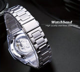 Reloj mecánico automático para hombre: esqueleto de diamantes de imitación 3D, acero inoxidable, estilo deportivo y profesional, regalo perfecto.
