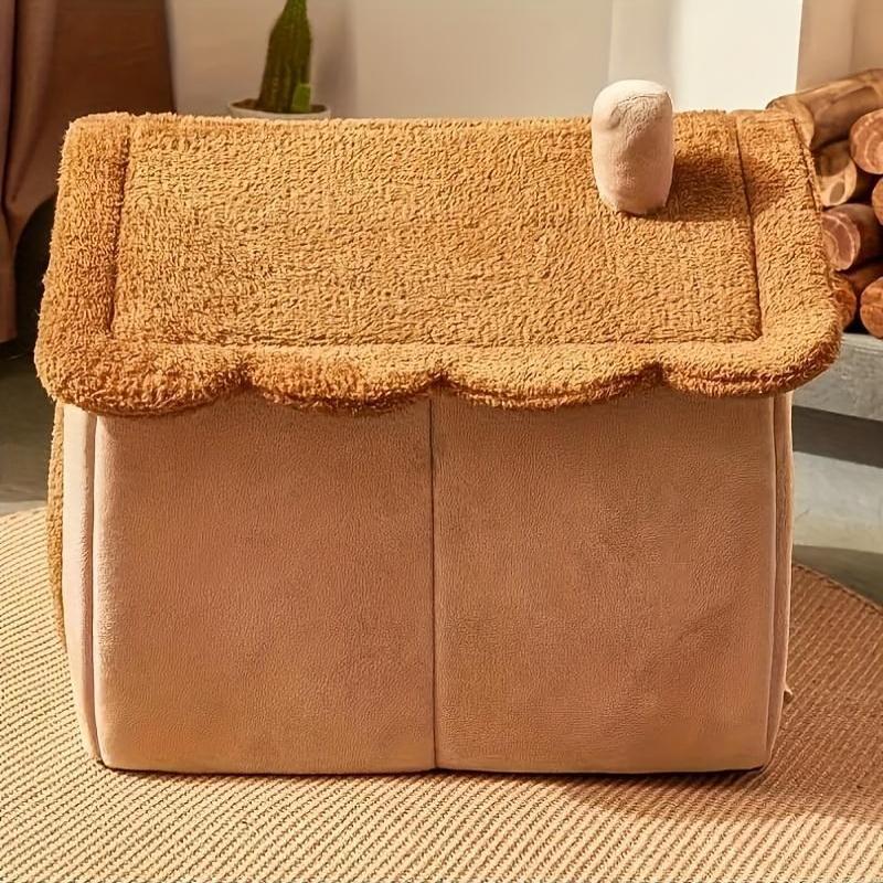 Cozy Foldable Pet House for Cats &amp; Small Dogs - Plush Velvet Cat Bed with Washable Cushion, Indoor Warm Cave Nest, Soft Puppy Sofa Bed, Ideal for Pets Up to 6.99KG/14.97KG