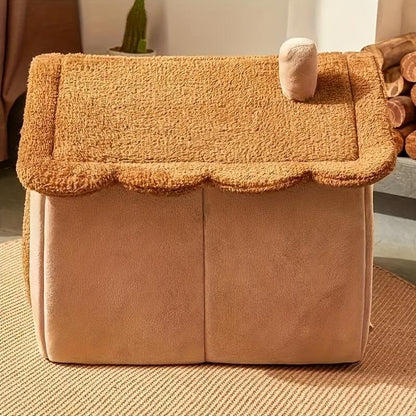 Cozy Foldable Pet House for Cats &amp; Small Dogs - Plush Velvet Cat Bed with Washable Cushion, Indoor Warm Cave Nest, Soft Puppy Sofa Bed, Ideal for Pets Up to 6.99KG/14.97KG