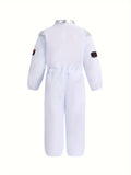 Boys' Astronaut Character Clothing, White Jumpsuit and Helmet, Boys' and Girls' Party Clothes, Funny Space Suit for Halloween Party