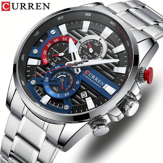 CURREN Chronograph Men's Business Sports Quartz Watch Casual Fashion Analog Calendar Wrist Watch Date Watch