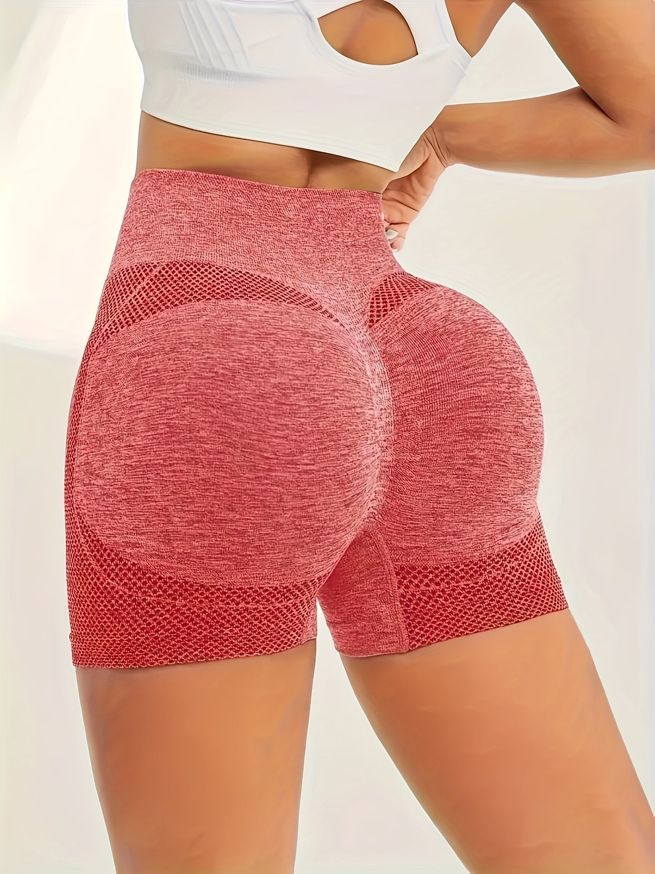 Shorts de yoga de cintura alta sin costuras para mujer (4 piezas): ropa deportiva elástica que realza los glúteos para fitness y entrenamiento.
