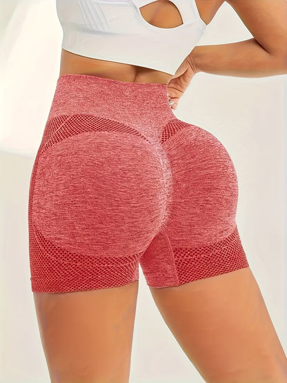 Shorts de yoga de cintura alta sin costuras para mujer (4 piezas): ropa deportiva elástica que realza los glúteos para fitness y entrenamiento.