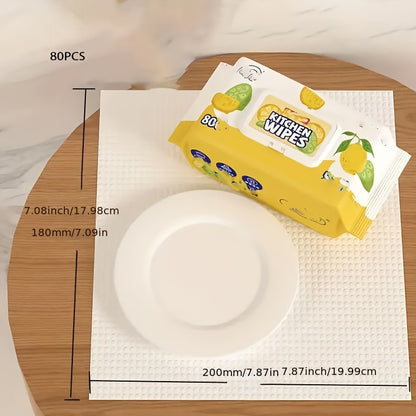 80 toallitas multiusos para limpieza de cocina, no tejidas, superabsorbentes, desengrasantes, sin residuos, aptas para electrodomésticos, con apertura manual, sin necesidad de electricidad.