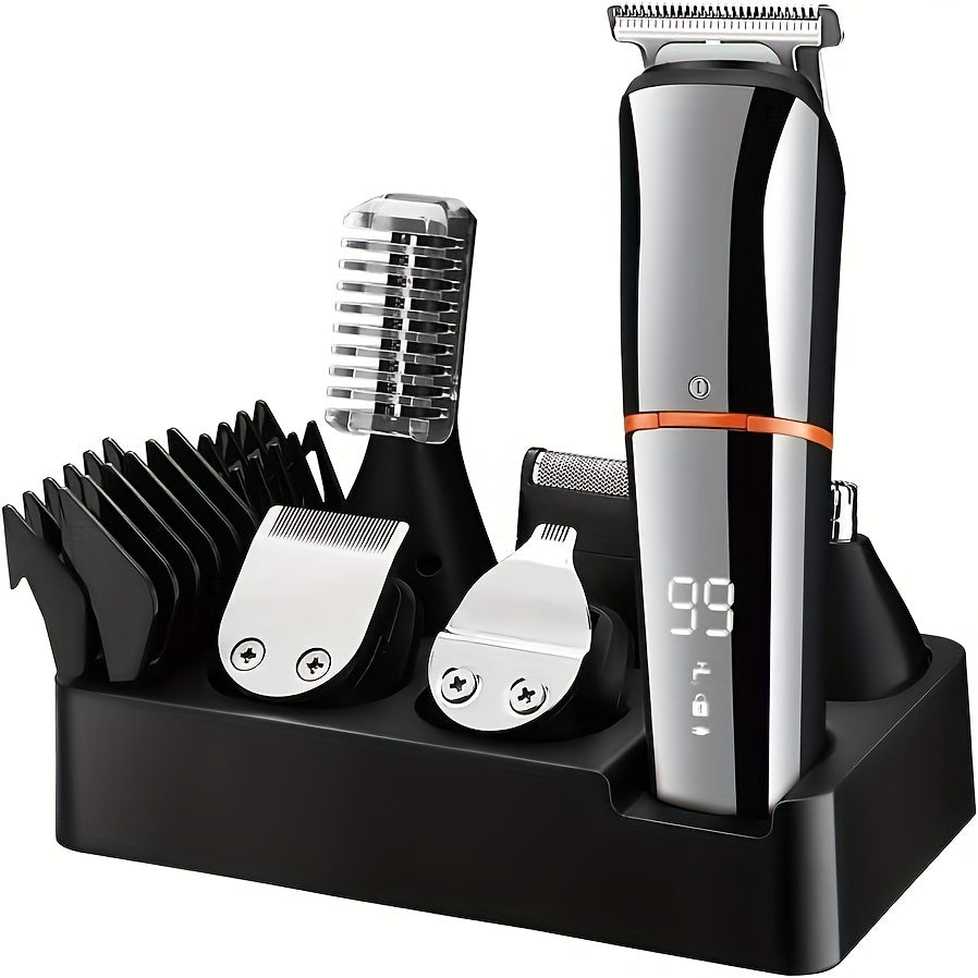 Recortador de barba para hombre, inalámbrico, para bigote, nariz, orejas, rostro, kit de aseo todo en uno, recargable por USB y con pantalla LED (1 juego)