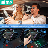 Cargador de coche con transmisor FM inalámbrico SIMR, doble USB y tipo C, carga rápida de 3,1 A, reproductor de MP3, manos libres, receptor de audio con luz ambiental, conector USB tipo C, acabado mate, adaptador hembra a macho.
